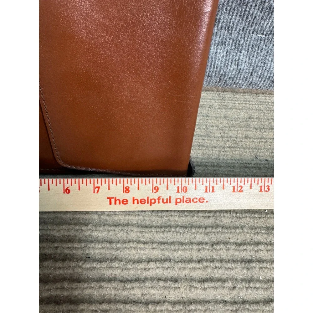 Vintage Brown Leather 3 Ring Binder Portfolio Organizer Zippered Document Case